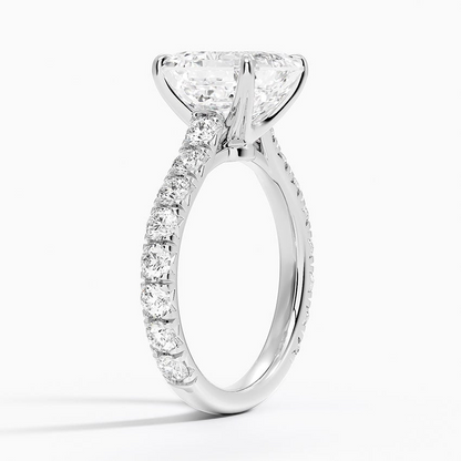 4Ct Asscher Lab Grown Diamond Three-Quarter Coverage Diamond Ring