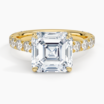 4Ct Asscher Lab Grown Diamond Three-Quarter Coverage Diamond Ring