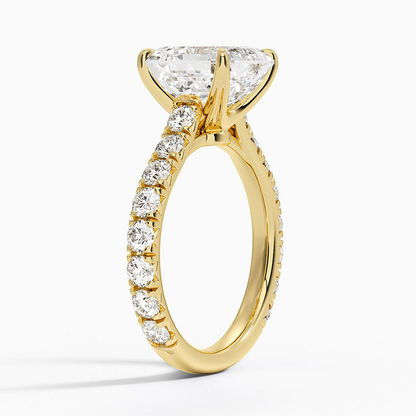 4Ct Asscher Lab Grown Diamond Three-Quarter Coverage Diamond Ring