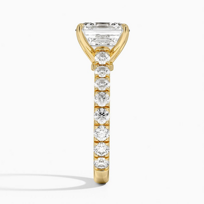4Ct Asscher Lab Grown Diamond Three-Quarter Coverage Diamond Ring