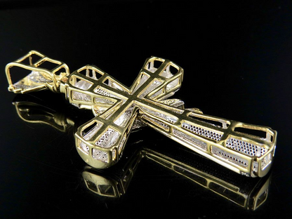 1.3 CTW Pave Set Lab Grown Diamond Drape Cross Charm Pendant