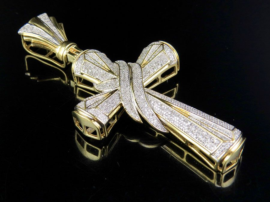 1.3 CTW Pave Set Lab Grown Diamond Drape Cross Charm Pendant