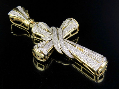 1.3 CTW Pave Set Lab Grown Diamond Drape Cross Charm Pendant