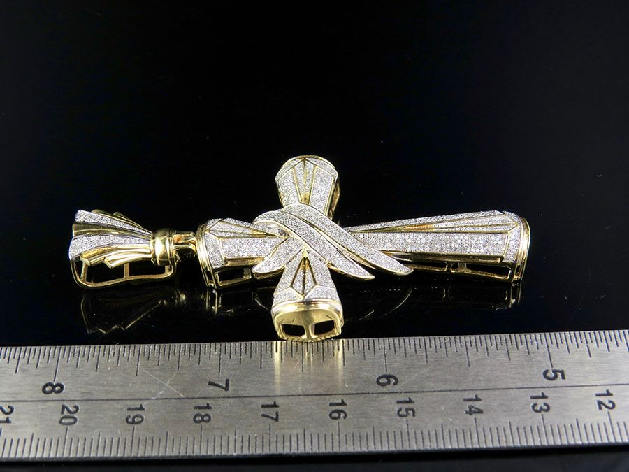 1.3 CTW Pave Set Lab Grown Diamond Drape Cross Charm Pendant