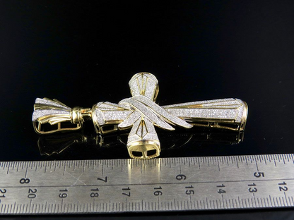 1.3 CTW Pave Set Lab Grown Diamond Drape Cross Charm Pendant