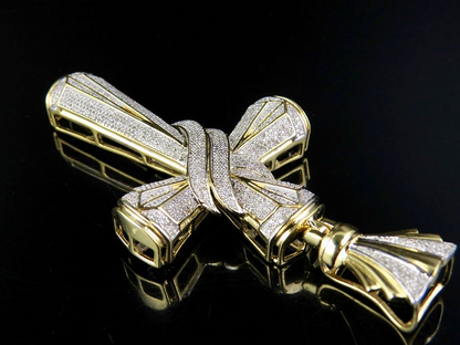 1.3 CTW Pave Set Lab Grown Diamond Drape Cross Charm Pendant