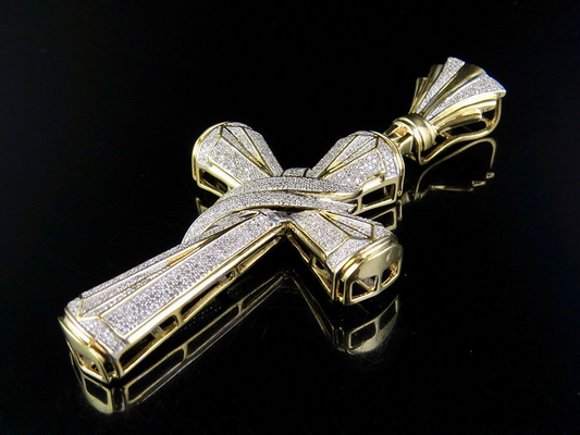 1.3 CTW Pave Set Lab Grown Diamond Drape Cross Charm Pendant