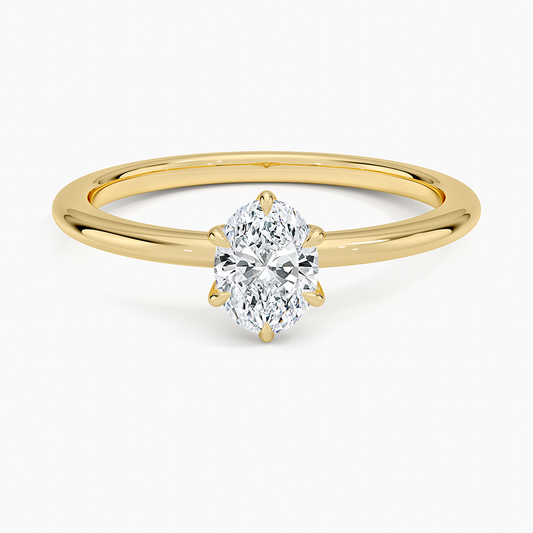 1/2Ct Oval Lab Grown Diamond 1.5mm Gold Solitaire Ring