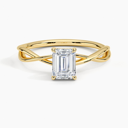 3/4Ct Emerald Lab Grown Diamond Gold Twist Solitaire Ring