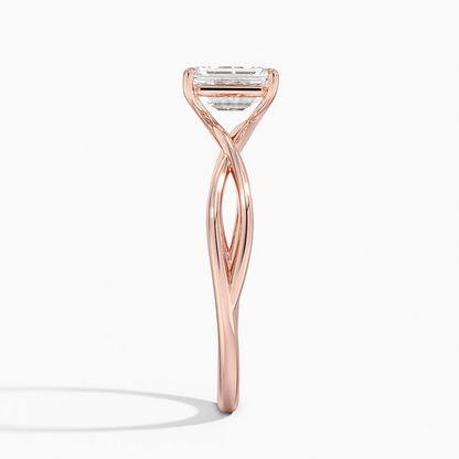 3/4Ct Emerald Lab Grown Diamond Gold Twist Solitaire Ring
