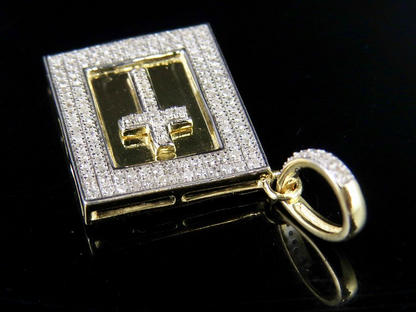 1.3 Inch 10K Lab Grown Diamond Holy Bible Pendant Charm
