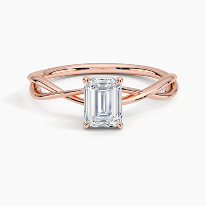 3/4Ct Emerald Lab Grown Diamond Gold Twist Solitaire Ring