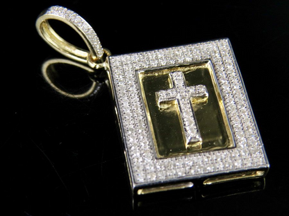 1.3 Inch 10K Lab Grown Diamond Holy Bible Pendant Charm