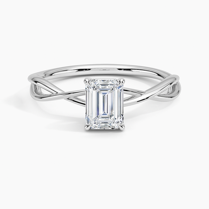 3/4Ct Emerald Lab Grown Diamond Gold Twist Solitaire Ring