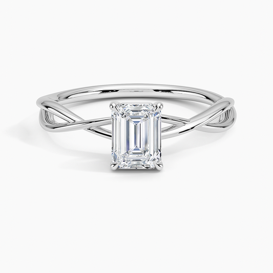 3/4Ct Emerald Lab Grown Diamond Gold Twist Solitaire Ring