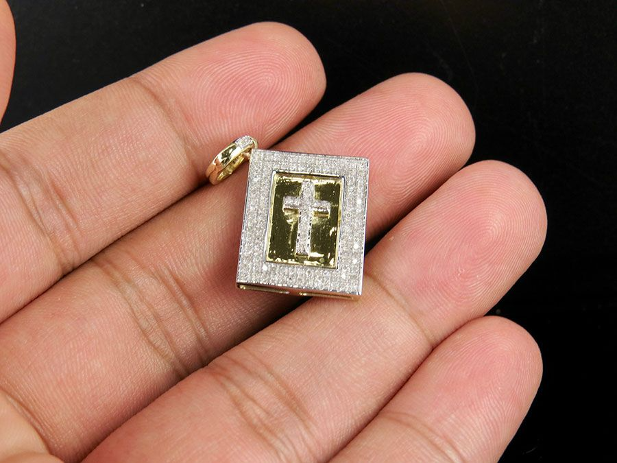 1.3 Inch 10K Lab Grown Diamond Holy Bible Pendant Charm