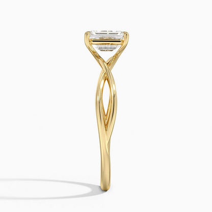 3/4Ct Emerald Lab Grown Diamond Gold Twist Solitaire Ring