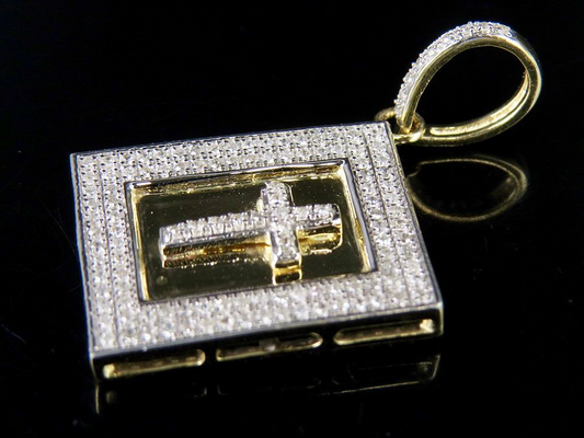 1.3 Inch 10K Lab Grown Diamond Holy Bible Pendant Charm