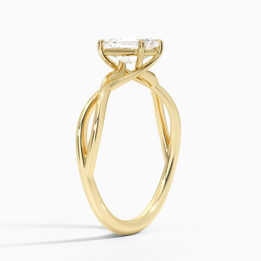 3/4Ct Emerald Lab Grown Diamond Gold Twist Solitaire Ring