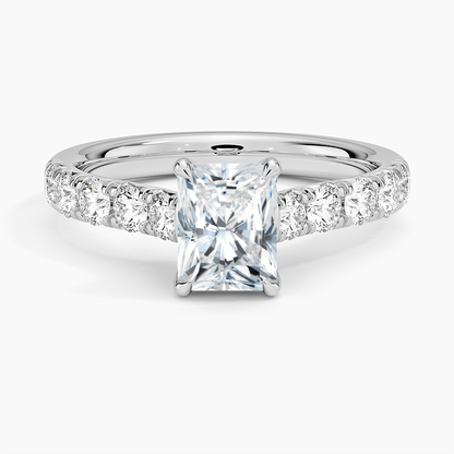 1Ct Radiant Lab Grown Diamond Gold Half-Coverage Diamond Ring