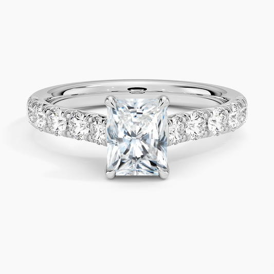 1Ct Radiant Lab Grown Diamond Gold Half-Coverage Diamond Ring