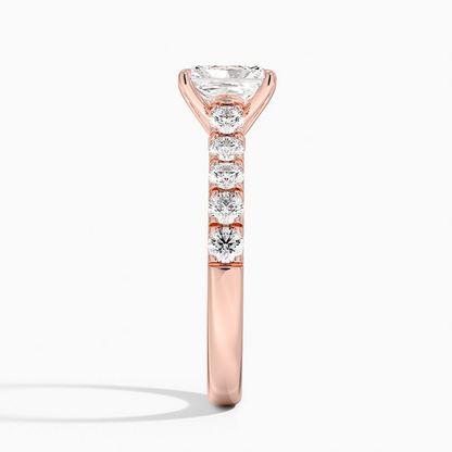 1Ct Radiant Lab Grown Diamond Gold Half-Coverage Diamond Ring