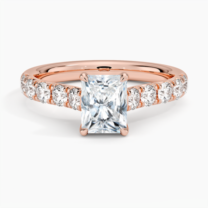 1Ct Radiant Lab Grown Diamond Gold Half-Coverage Diamond Ring