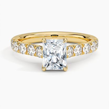 1Ct Radiant Lab Grown Diamond Gold Half-Coverage Diamond Ring