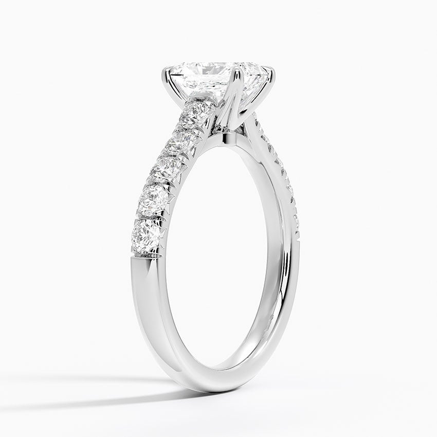 1Ct Radiant Lab Grown Diamond Gold Half-Coverage Diamond Ring
