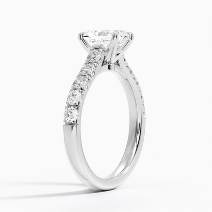 1Ct Radiant Lab Grown Diamond Gold Half-Coverage Diamond Ring
