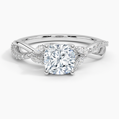 11/4Ct Cushion Lab Grown Diamond Gold Twisted Willow Diamond Ring