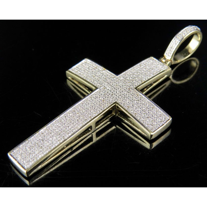 10K Lab Grown Diamond Dome Cross Pendant Charm