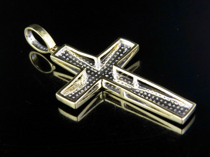 10K Lab Grown Diamond Dome Cross Pendant Charm