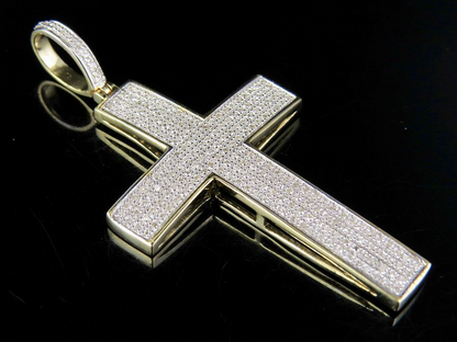 10K Lab Grown Diamond Dome Cross Pendant Charm