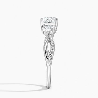 11/4Ct Cushion Lab Grown Diamond Gold Twisted Willow Diamond Ring