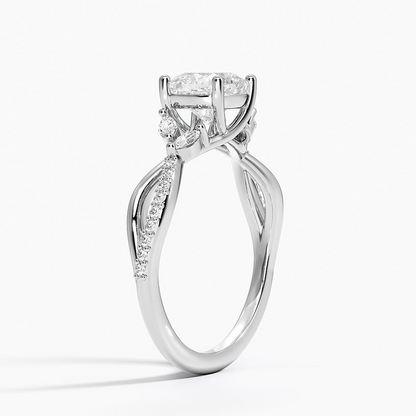 11/4Ct Cushion Lab Grown Diamond Gold Twisted Willow Diamond Ring