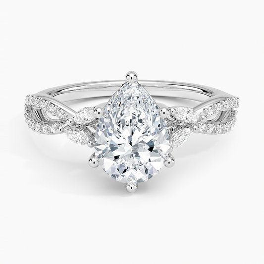 11/2Ct Pear Lab Grown Diamond Gold Engagement Ring