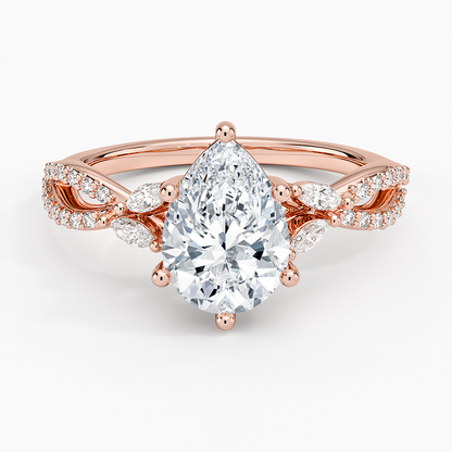 11/2Ct Pear Lab Grown Diamond Gold Engagement Ring