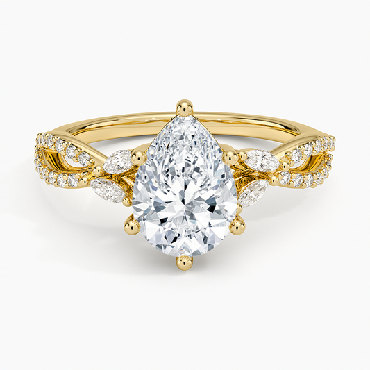 11/2Ct Pear Lab Grown Diamond Gold Engagement Ring