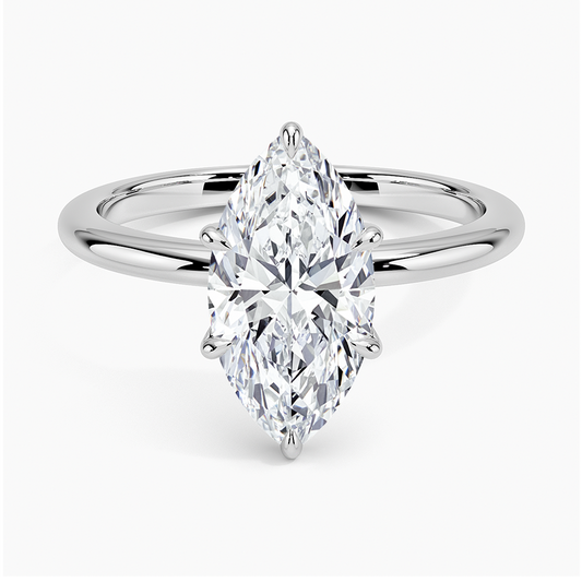 2Ct Marquise Lab Grown Diamond Gold Solitaire Ring