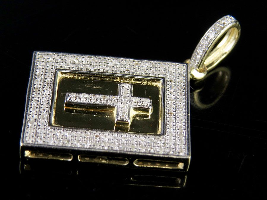 1 Inch Lab Grown Diamond 10K Holy Bible Pendant Charm
