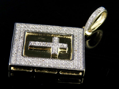 1 Inch Lab Grown Diamond 10K Holy Bible Pendant Charm