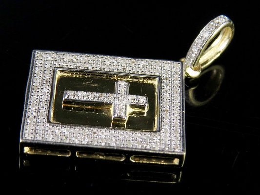 1 Inch Lab Grown Diamond 10K Holy Bible Pendant Charm