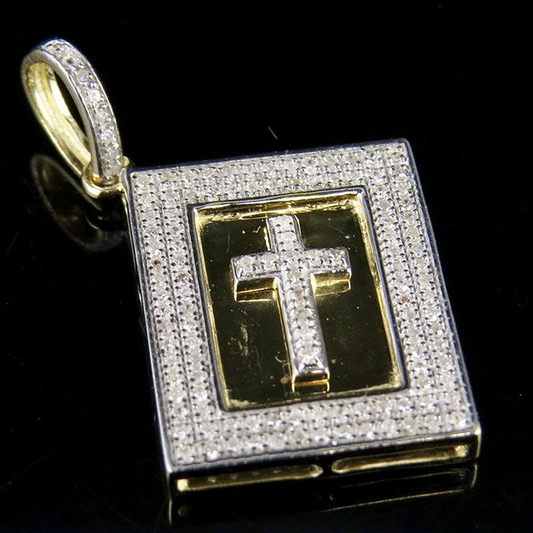 1 Inch Lab Grown Diamond 10K Holy Bible Pendant Charm