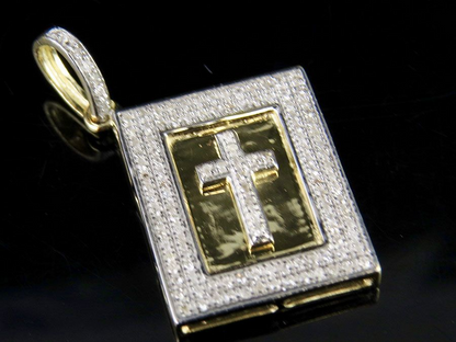 1 Inch Lab Grown Diamond 10K Holy Bible Pendant Charm