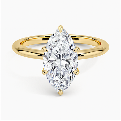 2Ct Marquise Lab Grown Diamond Gold Solitaire Ring