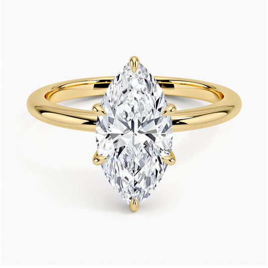 2Ct Marquise Lab Grown Diamond Gold Solitaire Ring