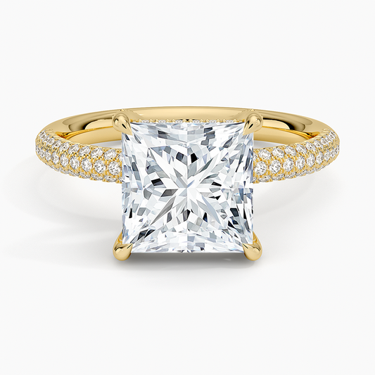 21/2Ct Princess Lab Grown Diamond Gold Half Eternity Engagement Ring