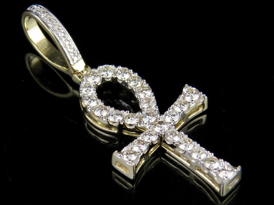 1.4 Inch Lab Grown Diamond Egyptian Ankh Cross Pendant