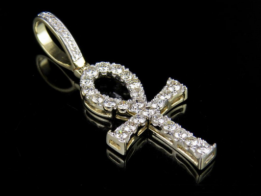 1.4 Inch Lab Grown Diamond Egyptian Ankh Cross Pendant